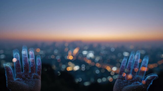 Hands Reaching Out in Digital Landscape Merging Technology, Innovation, and DevSecOps in Cloud Environment for Sustainable City