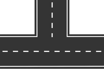 Obraz premium Set of highways and gray asphalt roads with footpaths and crossroads for city map elements. Includes street layouts indicating vehicle direction. Isolated on transparent PNG with copy space element