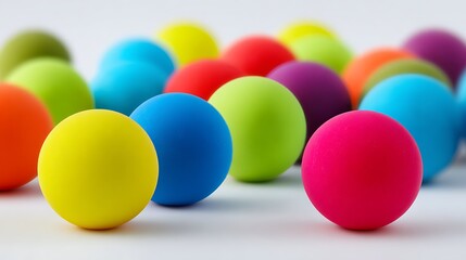 Colorful Spheres Cluster Vibrant Yellow, Blue, Pink, Green and Other Shades