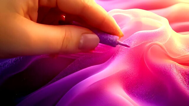 Elegant Fabric Manipulation: Crafting Waves with Precision on Smooth Material