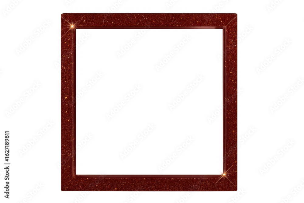 Aufkleber metallic red glitter border frame, gleaming with luminous corners on transparent backdrop, adding fe