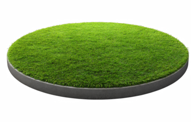 Round grass platform for product display, modern elegance