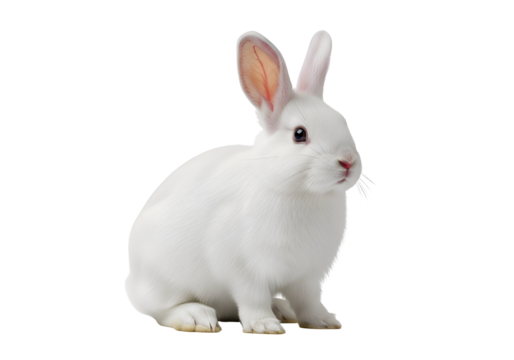 White rabbit against a black background.