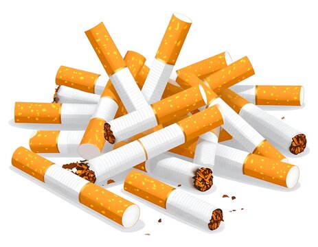 Pile of discarded cigarettes