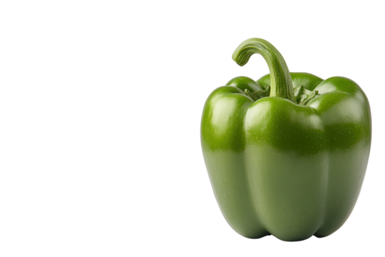 Vibrant Green Bell Pepper: A single, fresh, and vividly colored bell pepper commands attention, a visual feast of healthy ingredients ready to inspire culinary creativity and gastronomic delight.