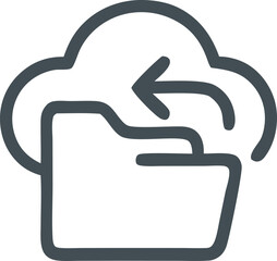 set cloud vps Cloud storage icon featuring an arrow pointing left into a folder, symbolizing data transfer effectively
