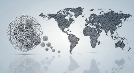 global data network world map abstract connection