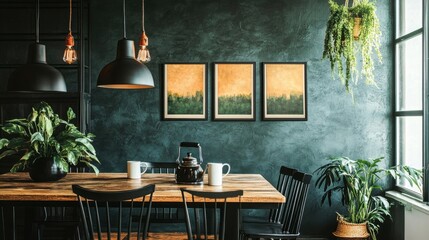 Dark Green Dining Room Decor.