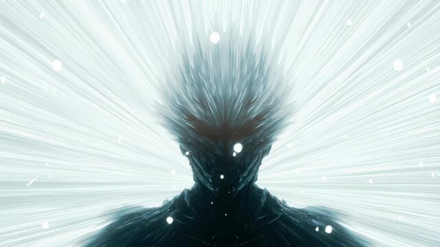 Abstract Digital Figure with Glowing Silhouette Embodies Technology and Security in DevSecOps Cloud Environment