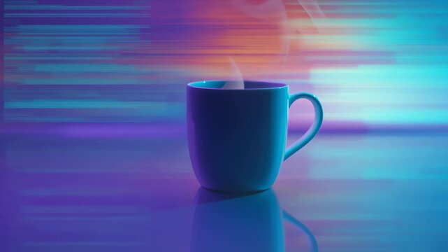 Steaming cup in vibrant atmosphere creates cozy ambiance, perfect for enjoying warm beverage and drink in devsecops cloud environment