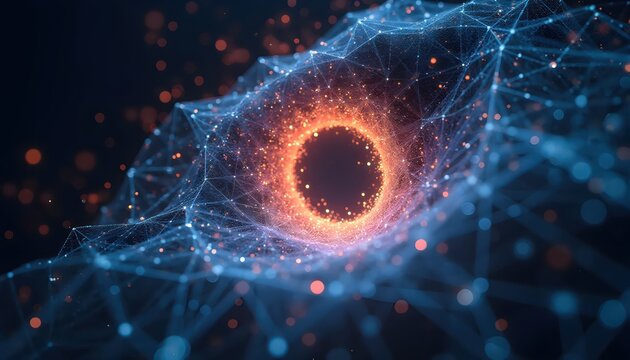 Digital Light Net Collapsing Into Central Black Space