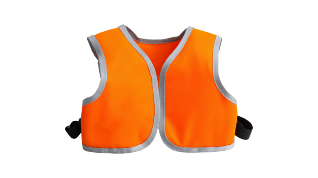 A bright orange child's life vest for water safety, boating, and swimming