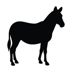Black silhouette of a zebra standing on a white background animal black and white