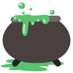 Dark Cauldron with Green Potion &ndash; Halloween Witch Brew