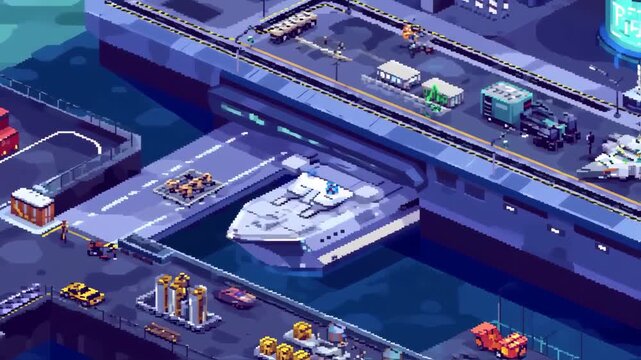 Aerial View of a Futuristic Port Complex