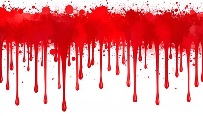 Dramatic image of blood dripping down from a clean white background creating a striking effect