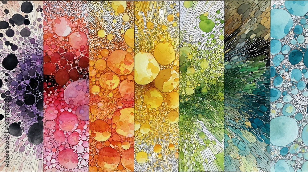 Poster colorful abstract design with a multitude of circles.