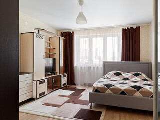 interior design. interior photography of an apartment for rent. One-room apartment with a simple...