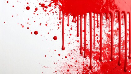 Gripping visual of blood dripping down a white wall evoking a chilling and eerie atmosphere