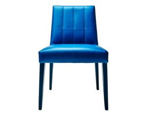 front view blue long chair on white background, object, copy space
