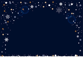 クリスマス・ホリデーのイラスト素材。ドーム状に雪の結晶がキラキラと舞う背景素材。クリスマスのフレーム素材。クリスマス・バナー素材。