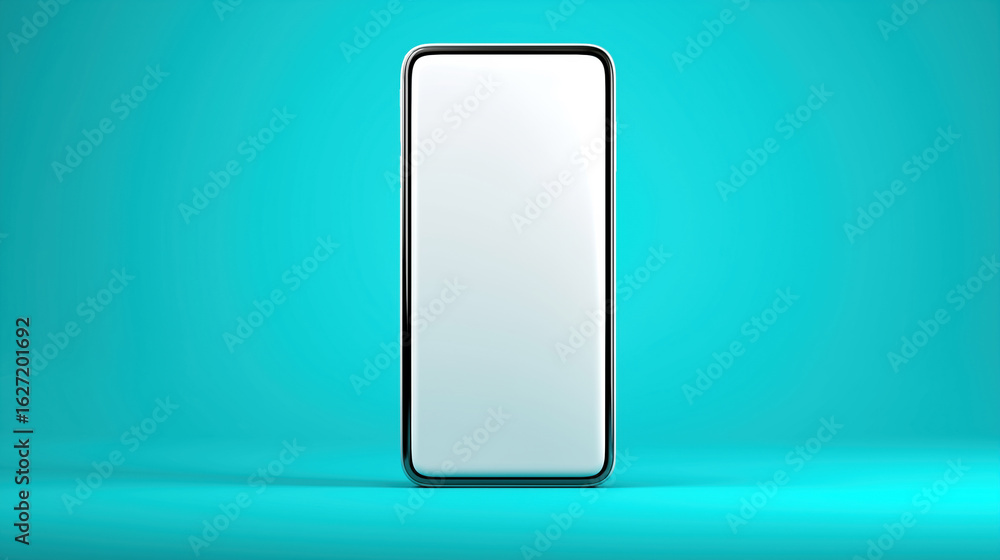 Aufkleber modern smartphone design on a turquoise background with clean lines and minimalistic style