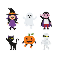 Spooky Halloween Cartoon Characters Set