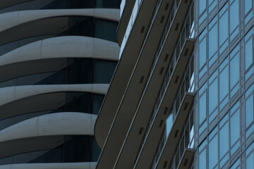 Round black and white design of residential towers in Vancouver city center - 4