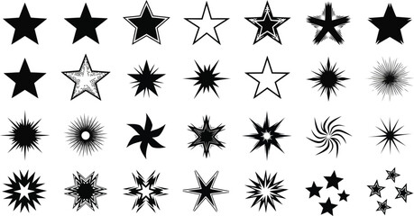 set of black and white stars