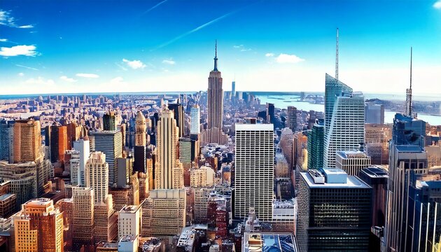  New York City Manhattan skyline and office skyscrapers building - vector illustration jpg