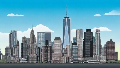 Fototapeta premium New York City Manhattan skyline and office skyscrapers building - vector illustration jpg