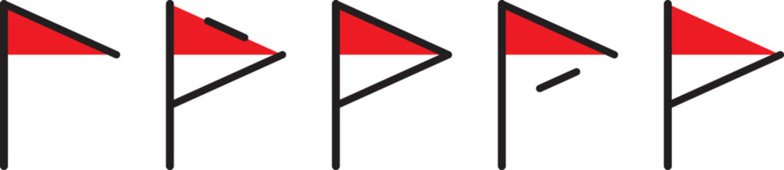 Indonesian Triangle Flag Vector Illustration Set