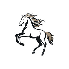 Black Silhouette of Running Horse – Galloping Stallion Vector Illustration Isolated on White Background
