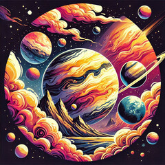 earth and moon, earth and space, planet earth and space, abstract vector illustration, abstract vector background, abstract vector background with colorful city, global business concept, the world of 