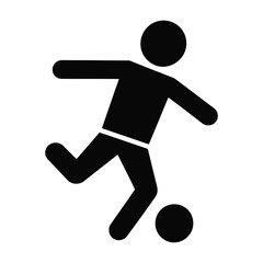 Black silhouette icon of a person kicking a soccer ball.