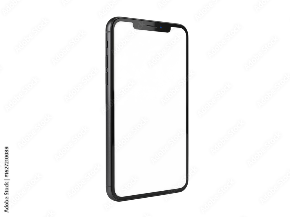 Poster modern smartphone with a sleek design and a blank screen isolated on transparent background
