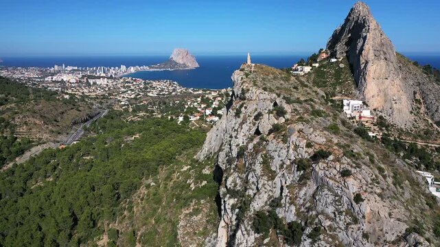 Aerial view of Morro de Toix between Calpe and Altea Bay, a fantastic area in the Mediterranean Altea, Spain.
