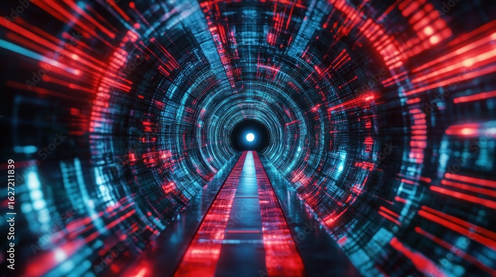 Poster digital tunnel futuristic technology path