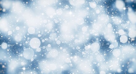 Fototapeta premium Soft focus blue and white bokeh lights with sparkling glitter and falling snow effect