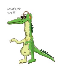 Green Crocodile with his cool looking headset, Answers 