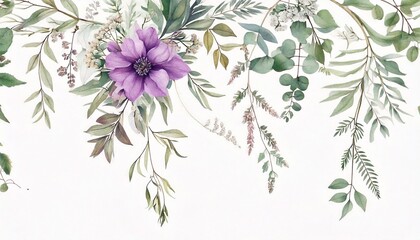 watercolor floral arrangements with leaves, herbs. herbal illustration. Botanic composition .jpg