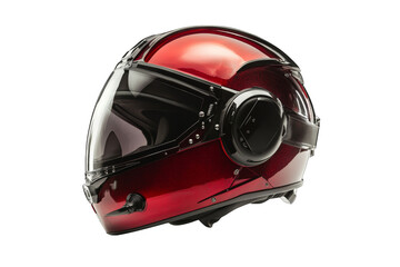 Fototapeta premium Sleek red motorcycle helmet protects head for safe riding