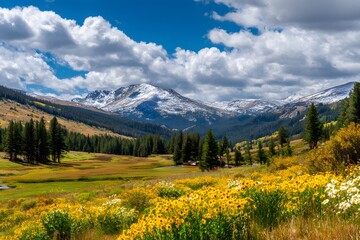 Fototapeta premium Scenic Autumn Landscape with Distant Mountain Views