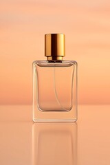 Minimalist Gold Perfume Bottle Sunset Background