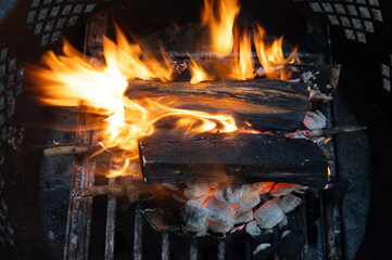 Flames and Coals in a Fire Pit