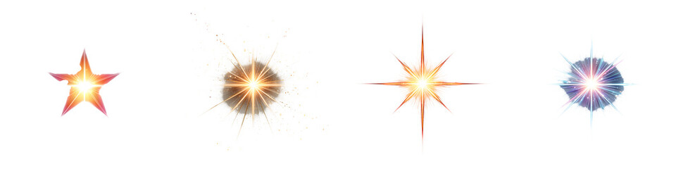Starburst Light Effect Collection on White Background