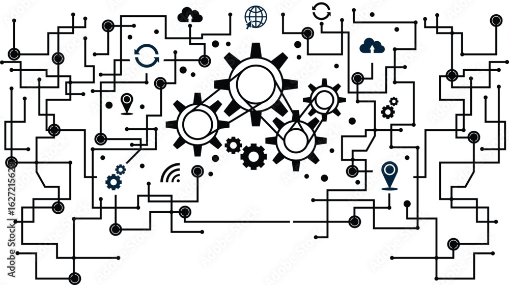 Poster high tech elements circuit board background