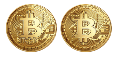 Realistic Shiny Gold Bitcoin Coins with Circuit Patterns on Transparent Background
High-Resolution Digital Illustration of Bitcoin Coins with Intricate Details and Reflections