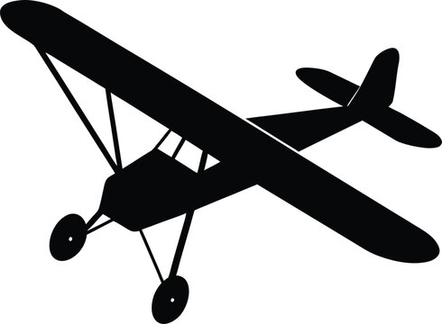 Simple ultralight plane silhouette isolated on transparent background