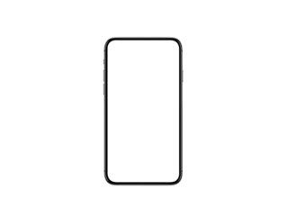 Sleek modern smartphone with a dark screen and thin bezel isolated on transparent background